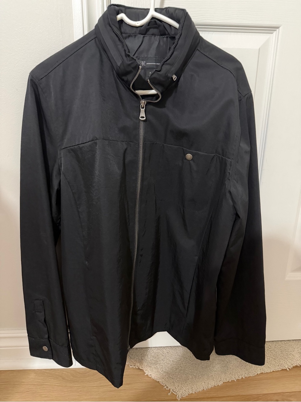 International Concepts Men's Black Bomber Jacket slightly Used